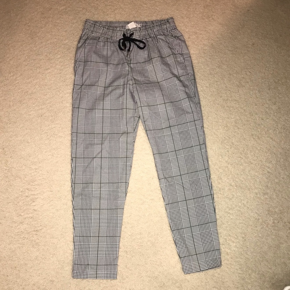 Plaid drawstring pants